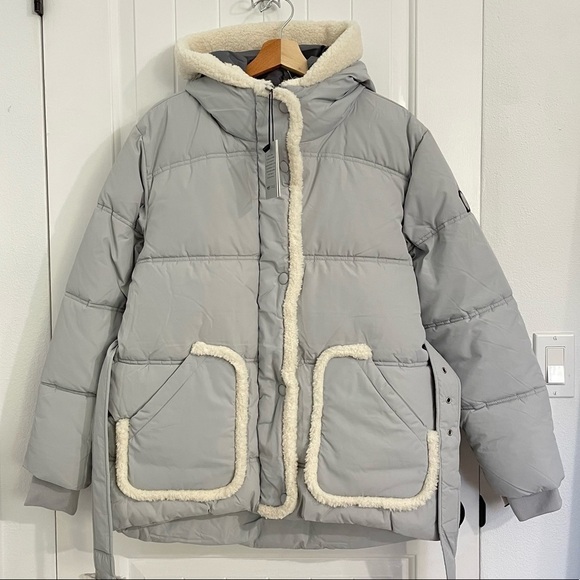 NWT Noize Vegan Aberdeen Mid-Length Puffer Winter Jacket in Sky Blue - Picture 6 of 16